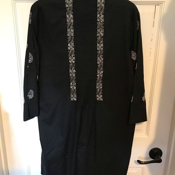 SOFT SURROUNDINGS Black ivory Paisley Embroidered Tunic Boho Top - Picture 3 of 5
